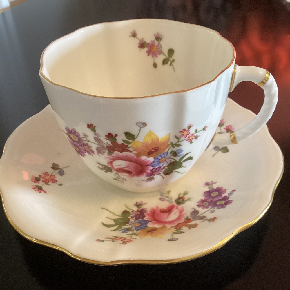 Cup Saucer Royal Crown Derby Posies Small 6 oz Size 1967 UK Vintage Porcelain